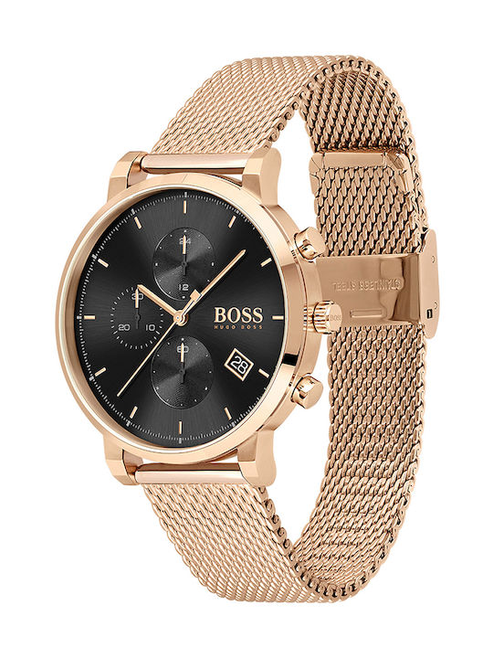 Hugo Boss Integrity Watch Chronograph Battery with Pink Gold Metal Bracelet