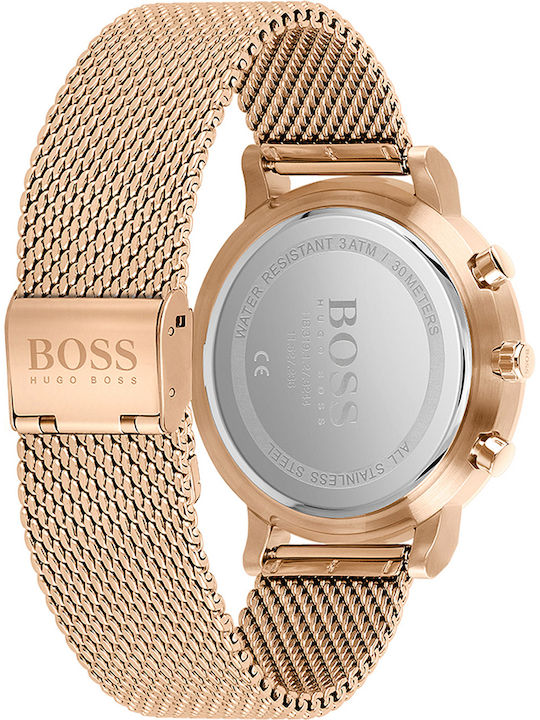 Boss Integrity Ceas Barbati 43mm Cronograf Baterie cu Brățară din MetalMetalic Roz Gold