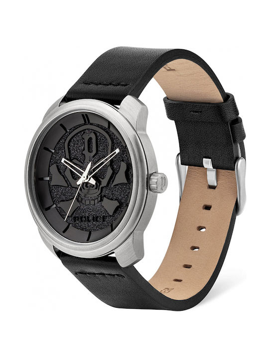 Police Bleder Watch Battery with Black Leather Strap