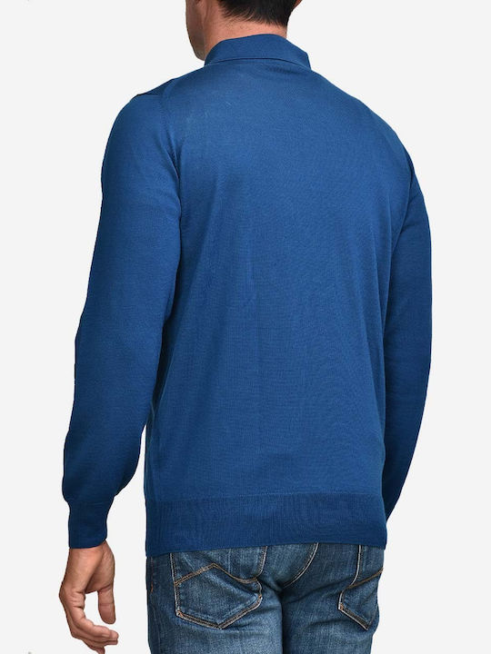 Ellemme Men's Long Sleeve Sweater Polo Blue