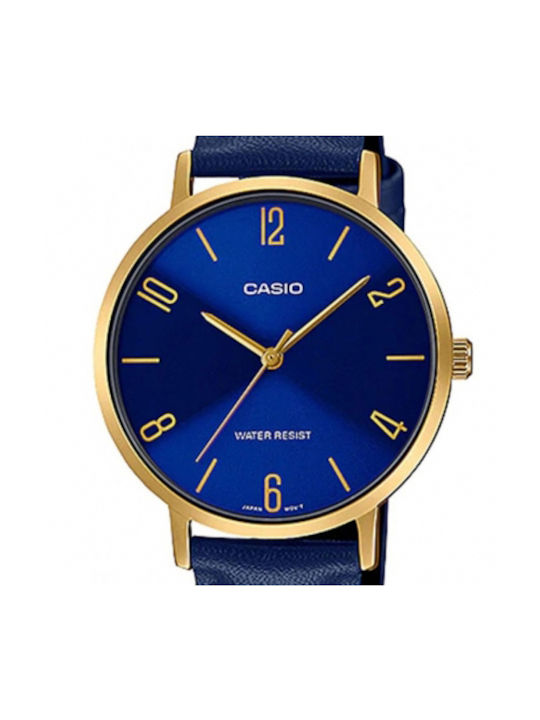 Casio Standard Uhr mit Blau Lederarmband