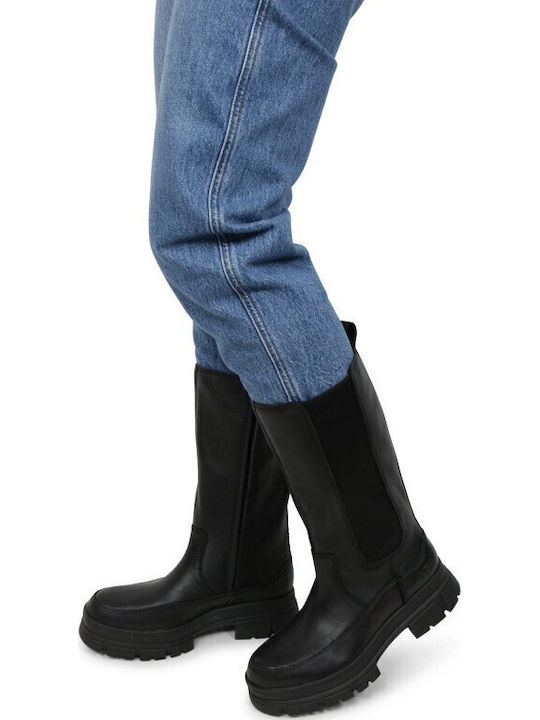 Leather Women's Boots with Rubber Ashton High Chelsea Black