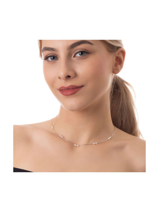 Oxzen Necklace from Silver with Pearls