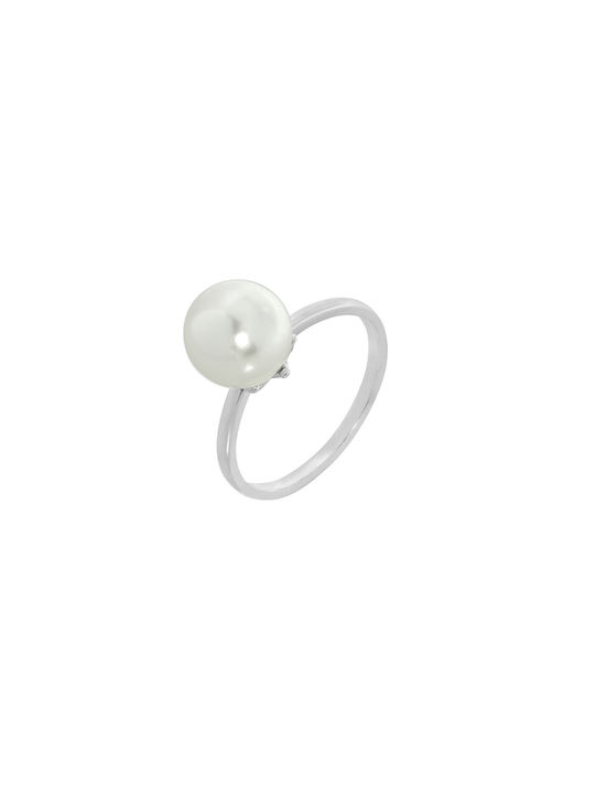 Prince Silvero Women's Silver Ring with Pearl