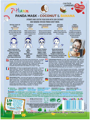 7th Heaven Μάσκα Προσώπου για Ενυδάτωση Animal Panda Coconut & Banana