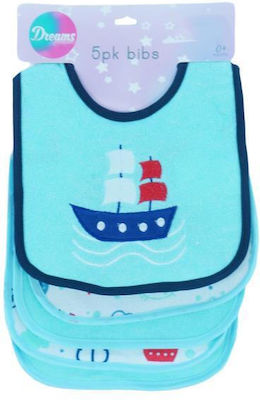 Dreams by Joyce Waterproof Bib Fabric with Hoop & Loop Fastener Turquoise for 0 m+ 5pcs