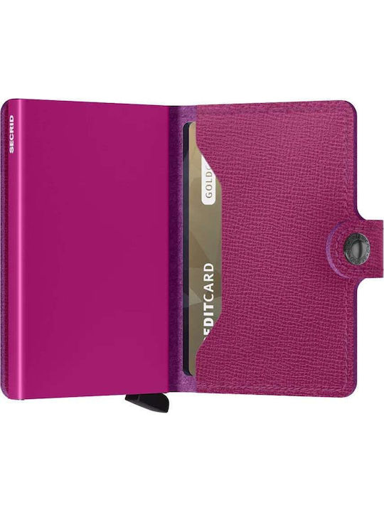Miniwallet Crisple Portofel bărbătesc Carduri cu RFID și mecanism Slide Fuchsia