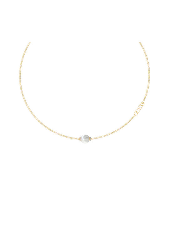 Guess Underwater Love Necklace from Gold Plated Steel with Pearls