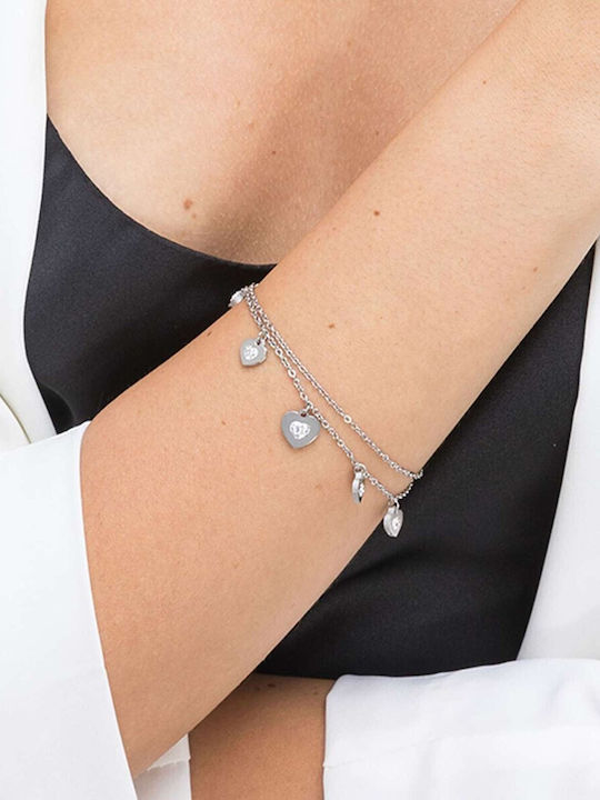 Luca Barra Damen Armband Kette mit Design Herz aus Stahl