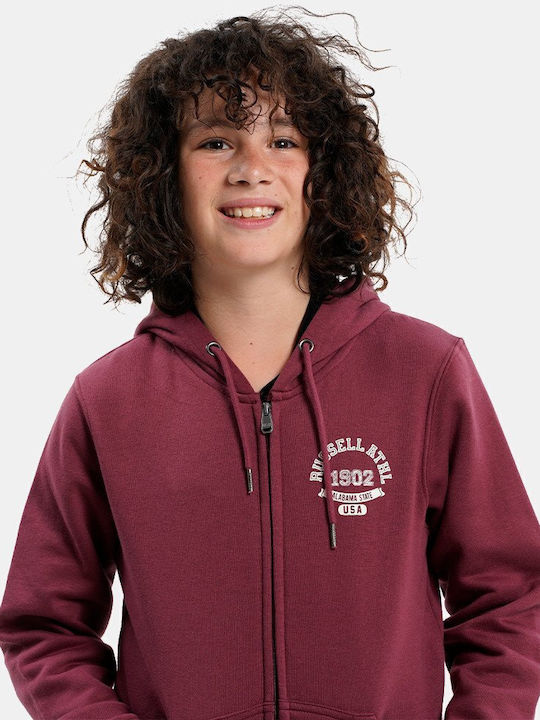 Kids Sweatshirt Cardigan Cotton with Hood Burgundy