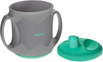 Akuku Non-spill Educational Sippy Cup Plastic with Handles Grey/Ciel for 6m+m+ 200ml A0422