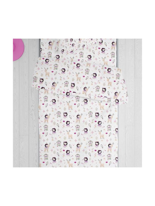 Dimcol Σετ Μονά Lily + Deer 179 White-Pink 160x240cm