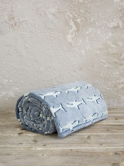Kocoon Κουβέρτα Sharky Φωσφορίζουσα Γαλάζια 150x220εκ.