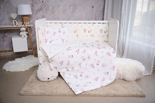 Lorelli Baby Crib Bedding Set Smile Bunnies 7pcs Beige
