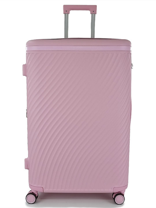 Forecast LSDQ-04 Large Hard Pink Suitcase With 4 Wheels Height 75cm