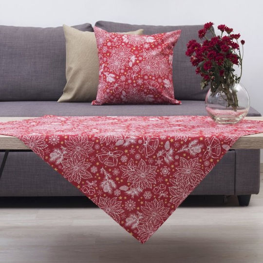 Dimeco Bells Christmas Tablecloth Square Fabric Red L85xW85cm.