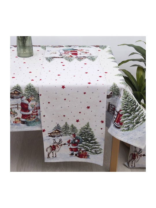 Dimeco 8943 Christmas Tablecloth Runner Fabric White L100xW35cm 1pcs