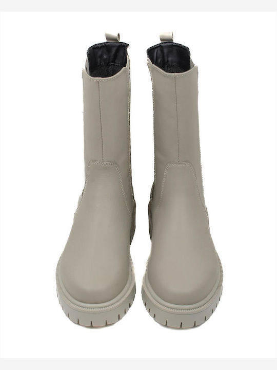 Ghete dama de piele Chelsea Bej