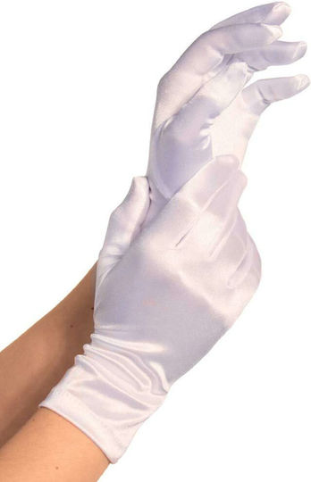 Leg Avenue 2B Handgelenk-Lange Satin Handschuhe Sexy Γάντια Weiß