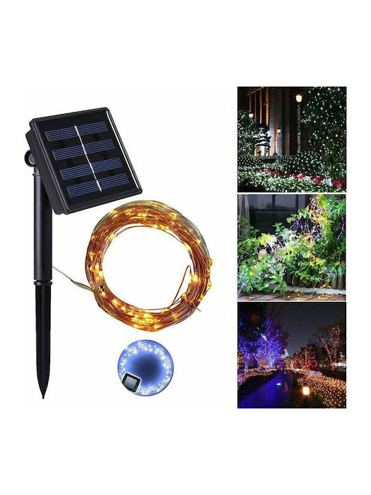 100 Λαμπάκια LED 12μ. Ψυχρό Λευκό Ηλιακά σε Σειρά