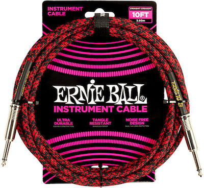 Ernie Ball Braided Instrument Cable 6.3mm male - 6.3mm male 3m Κόκκινο (P06394)