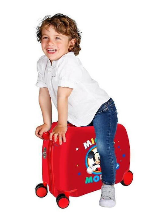 Delsey Circle Mickey Παιδική Βαλίτσα Ταξιδίου Καμπίνας Σκληρή Κόκκινη με 4 Ρόδες Ύψους 50εκ.