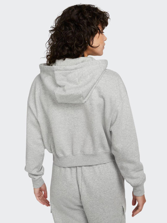 Cropped Women's Sweatshirt Hooded Gray