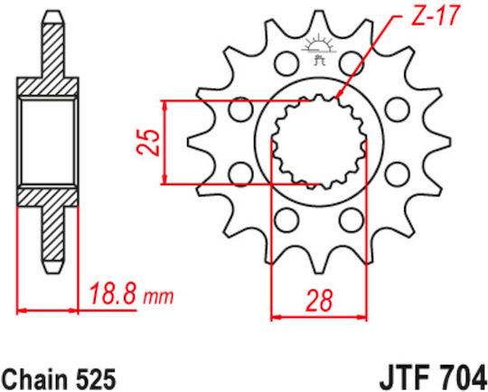 JT Sprockets Front Sprocket 17 Teeth for BMW F 650 GS / F 750 GS / Aprilia RSV 1000 Mille 1998-2004