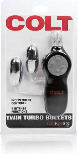 Colt 7-Function Twin Turbo Bullets Vibrator Mini Διπλός Δονητής 6cm Μαύρος
