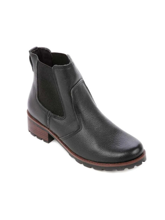 Pegada Leather Women's Chelsea Boots with Medium Heel Black