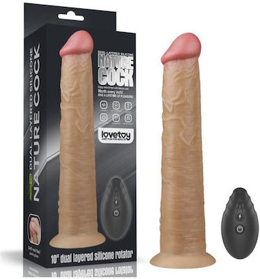 Lovetoy Dual Layered Realistic Vibrator with Remote Control Vibe with Rotation 10 25cm LV410212 Flesh