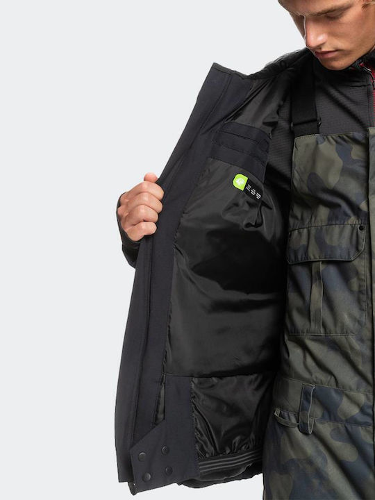 Quiksilver Mission Printed Block EQYTJ03339-KVJ2 Ανδρικό Μπουφάν για Σκι & Snowboard True Black/Fade Out Camo