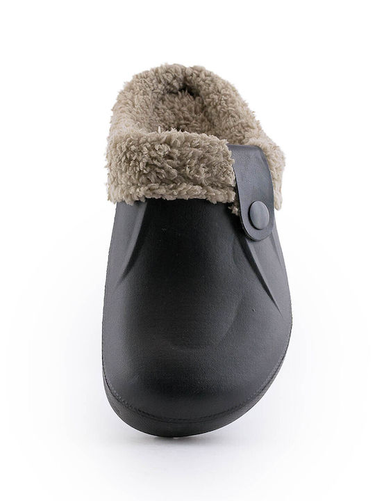 Love4shoes Women's Slipper with Fur In Black Colour