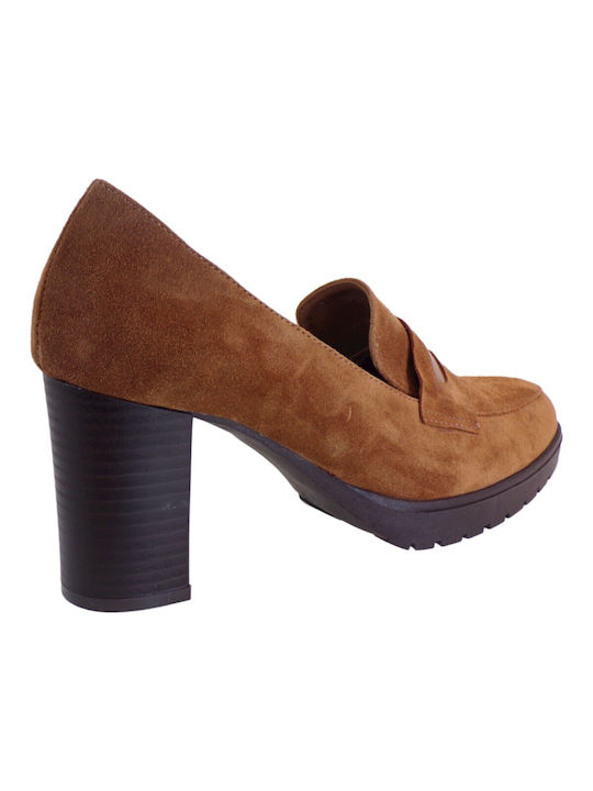 Katia Shoes Suede Tabac Brown Heels