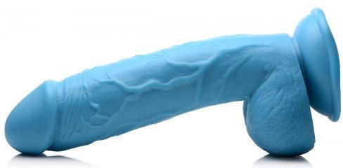 Pop Peckers Poppin Dildo With Balls Glass Dildo with Balls and Suction Cup Blue 20cm
