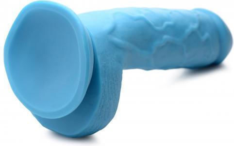 Pop Peckers Poppin Dildo With Balls Glass Dildo with Balls and Suction Cup Blue 20cm