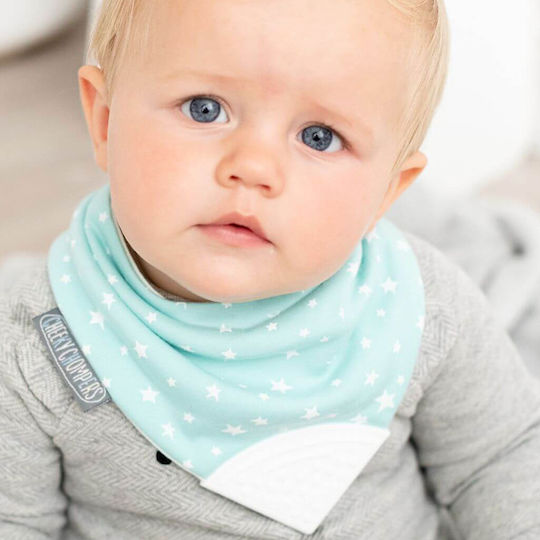 Cheeky Chompers Sage Stars Bandana material textil cu buton Turcoaz pentru 2 m+