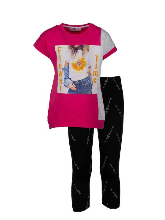 Εβίτα Kids Set with Leggings Summer 2pcs Fuchsia