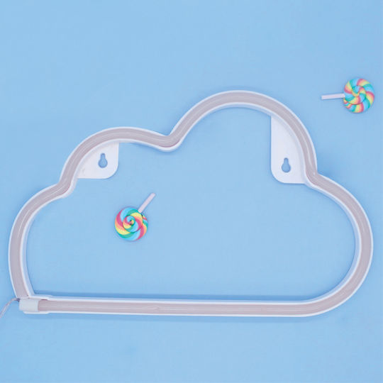 Aca LED Kinder Dekorative Lampe Wolke Lila 18.5x2x29.5εκ.
