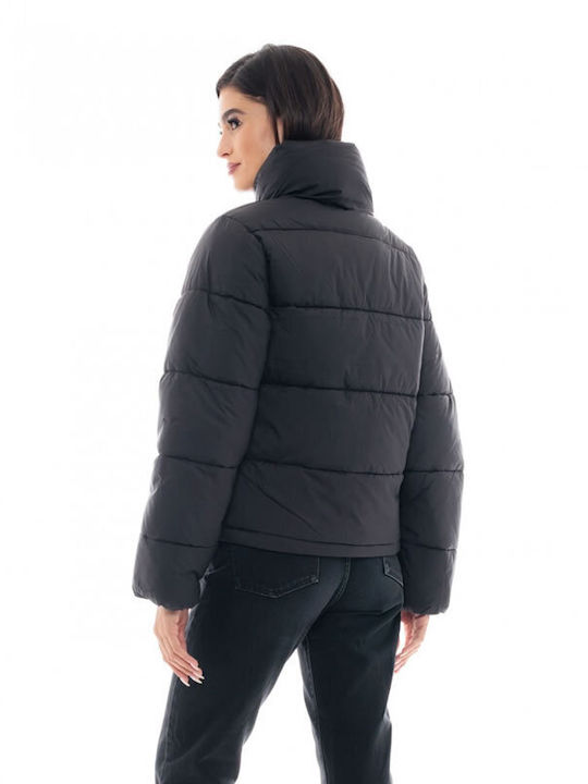 Biston Scurt Jachetă de femei Puffer pentru iarnă Negru