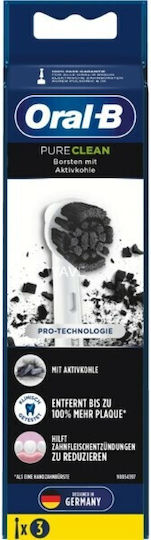 Oral-B Pure Clean Electric Toothbrush Replacement Heads with Active Charcoal 112833 3pcs