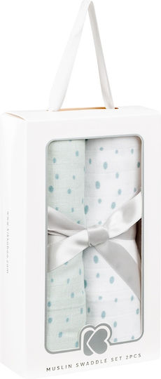 Kikka Boo Dots Πάνες Αγκαλιάς από Μουσελίνα Μπλε 80x80εκ. 2τμχ