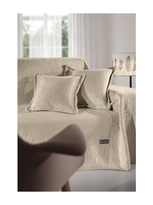 Guy Laroche Zweisitzer-Sofa Überwurf Avon 170x250cm Camel with Pillowcase