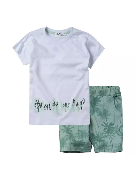 Nek Kids Wear Kids Set with Shorts Summer 2pcs White