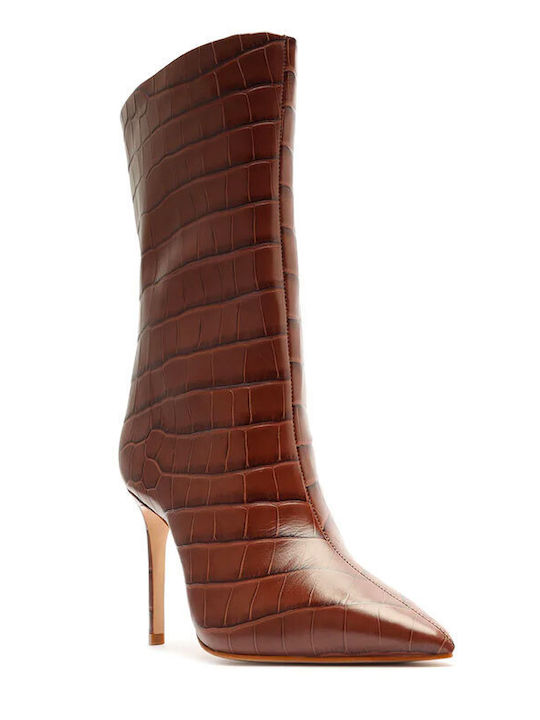 SCHUTZ MARY WIDE CROCO BOOTS S2125000280003-NEW COGNAC