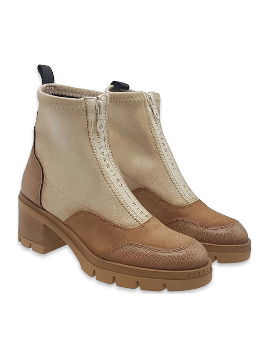Suede Women's Chelsea Boots with Medium Heel Almond/Velour
