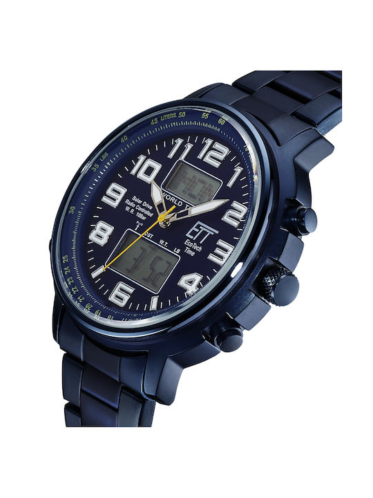 ETT Hunter II Analog/Digital Solar Watch with Metal Bracelet Blue