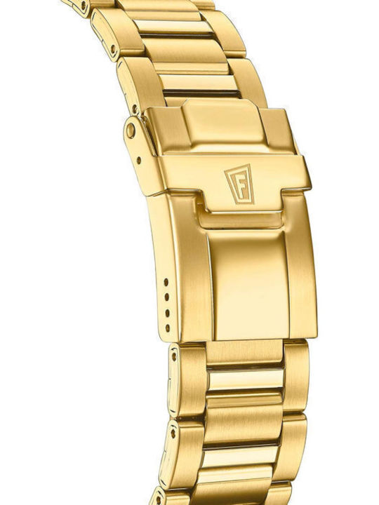 Festina Herrenuhr 45mm Chronograph Batterie mit Gold Metallarmband