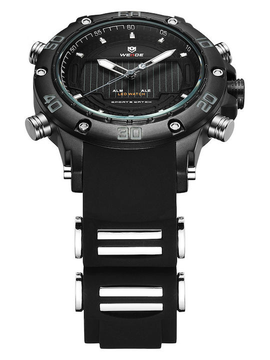 Weide Digital Herrenuhr 48mm Batterie mit Schwarz Kautschukarmband
