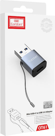 Earldom OT61 USB-A Male To USB-C Female Converter Gray 1 Piece
